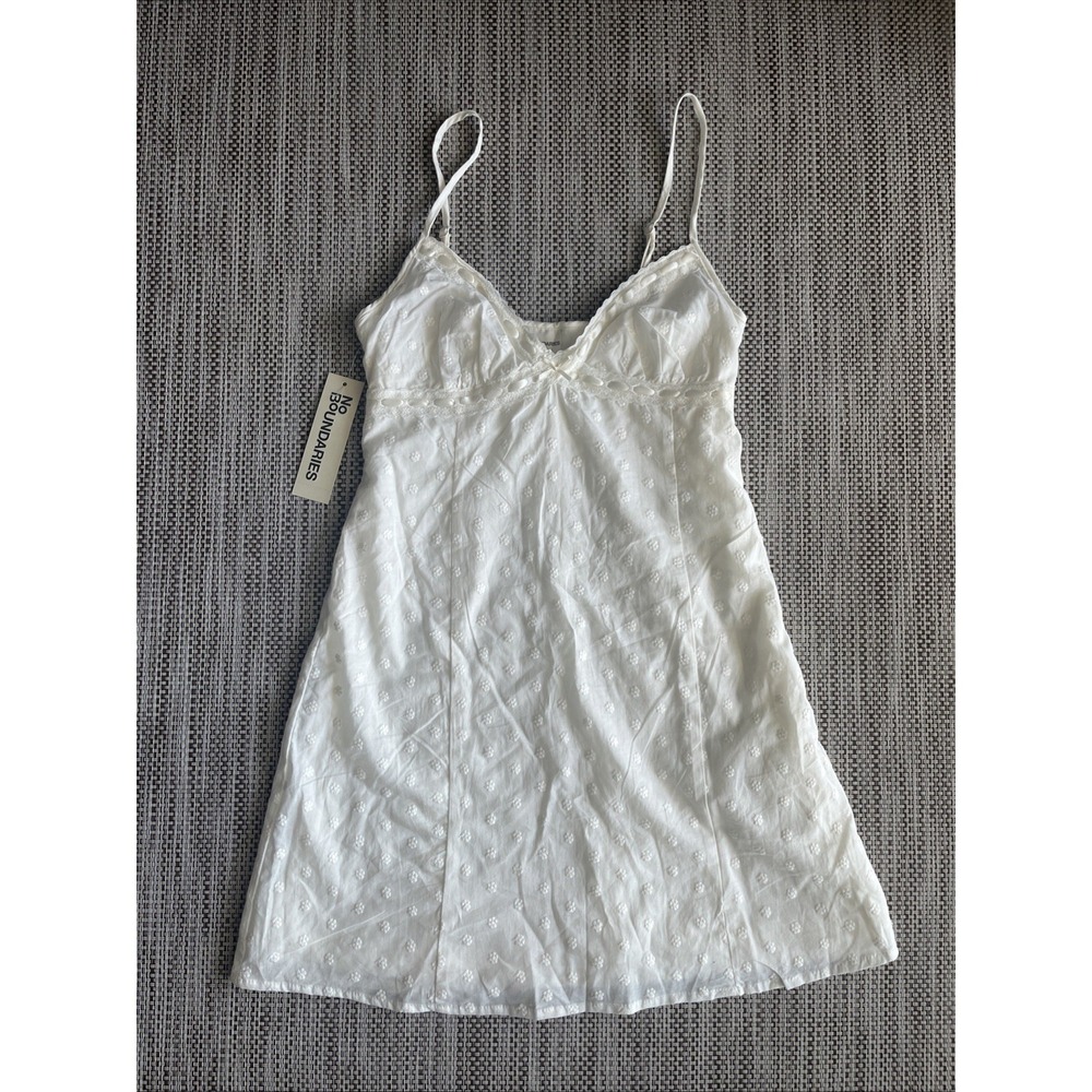 NEW No Boundaries White Mini Dress Cotton Coquette Babydoll Wedding Beach XXS